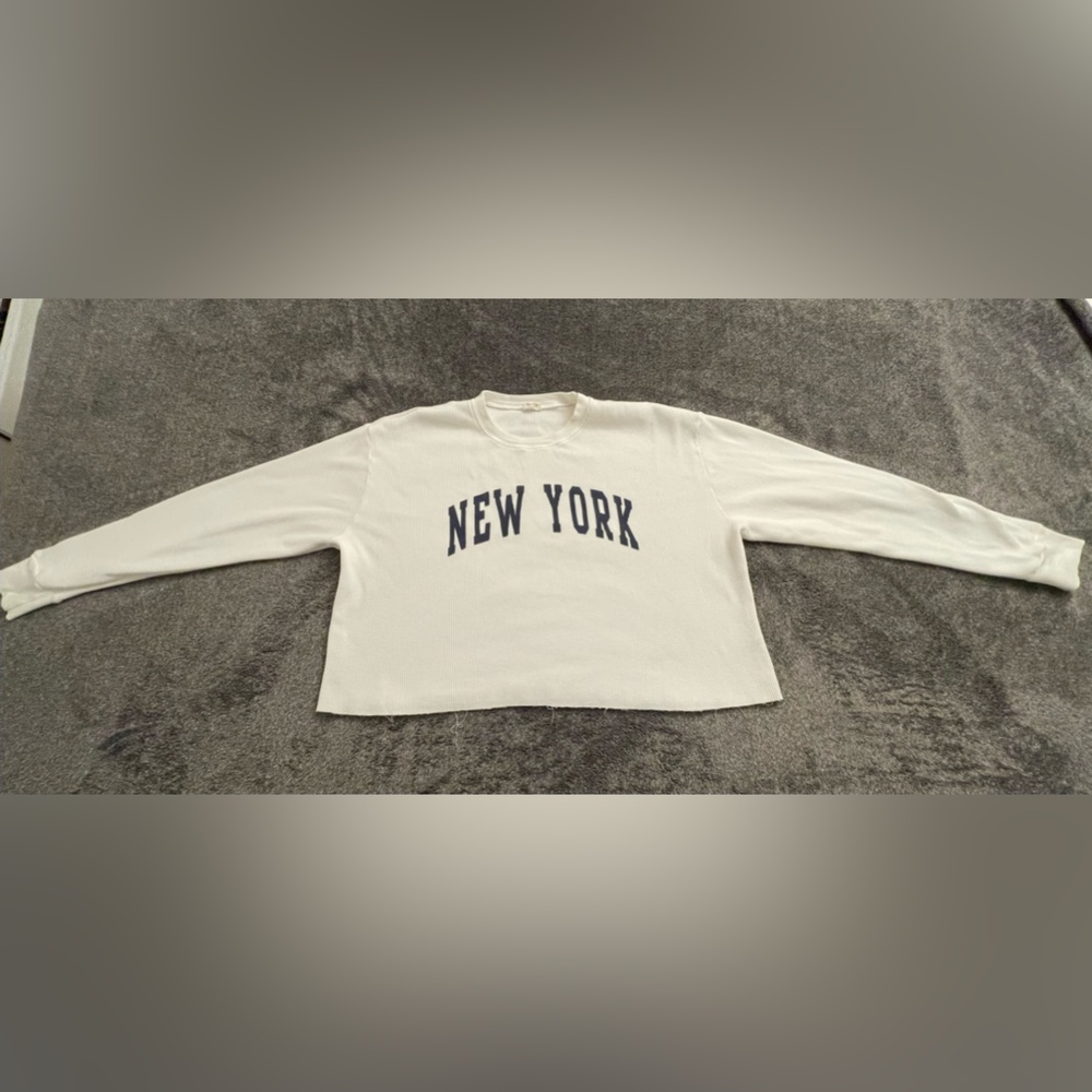 white new york cropped sweater